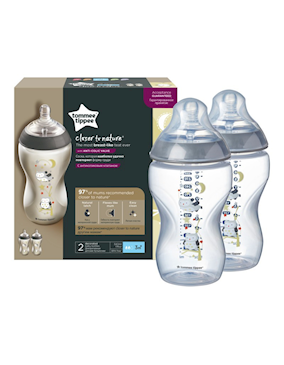 Tommee Tippee Közelebb a természeteshez BPA-mentes cumisüveg 2x340ml duo - Ollie bagoly